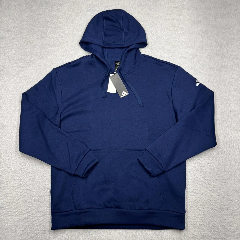 NWT Adidas Fleece Hoodie Hooded Sweater Blue Men's Size Medium
